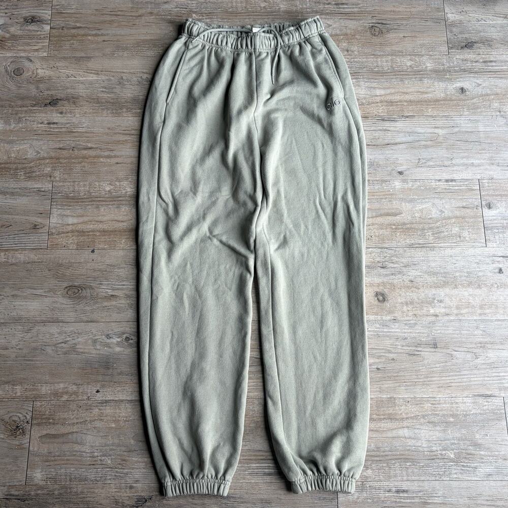 Alo Black Jogger Pants Size S Drawstring Elastic Waist Tapered Leg Sage Green - Picture 1 of 6